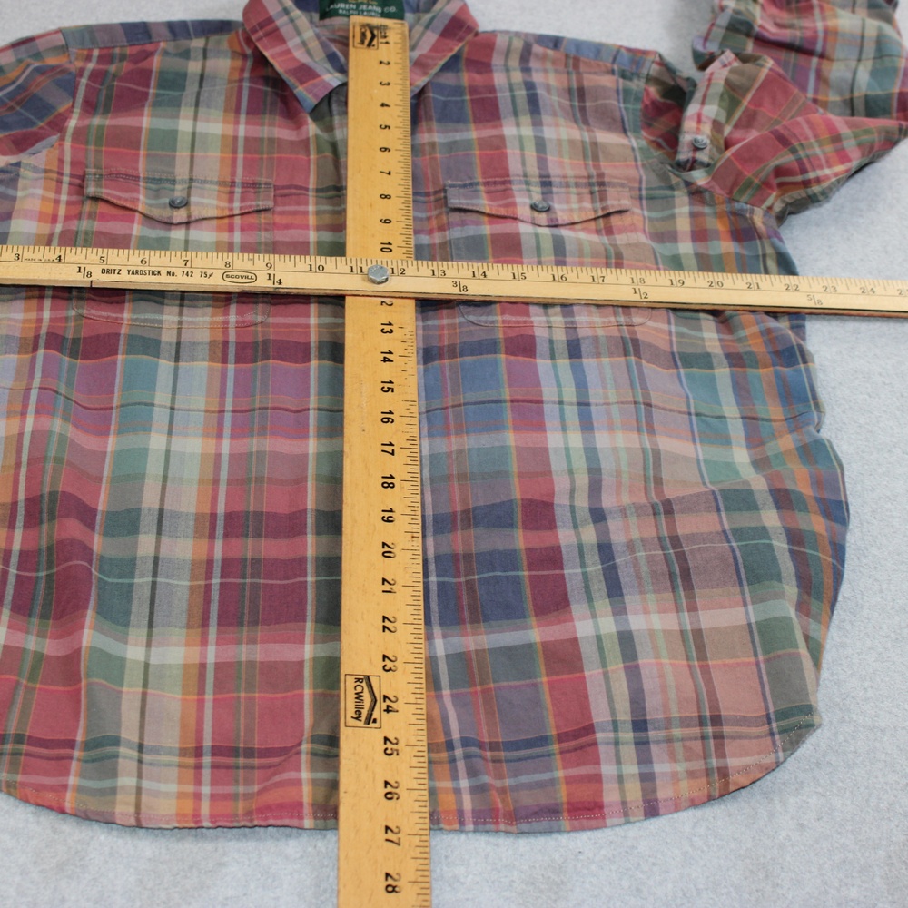 LRL Lauren Jeans Shirt Women XL Red Plaid Button Long Sleeve Heritage Classic - Picture 6 of 7